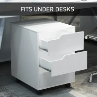 HOMCOM 3 Drawer File Cabinet, Mobile Vertical Filing Cabinet with Wheels, Printer Stand with Storage for Home Office, White(m-6)