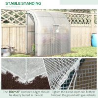 Outsunny 7' x 3' x 7' Outdoor Lean-to Walk-In Greenhouse w/ Roll-up Mesh Windows, Zipper Door and 3-Tier Shelves, White(m-7)