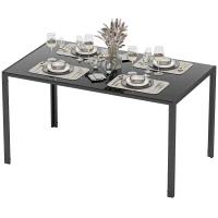 HOMCOM Rectangular Kitchen Table for 4 People, Dining Table with Tabletop Tempered Glass for Dining Room, Living Room, Black(m-2)