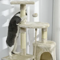 PawHut 46" Scratching Cat Tree Multi Level Activity Center Kitty Condo Furniture Post Beige(m-10)