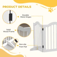 PawHut 24"H Foldable Dog Gate, 5 Panels Freestanding Pet Gate Barriers Indoor with Support Feet(m-6)