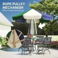 Outsunny 7.4 ft Patio Umbrella with Wood-Effect Frame, Colour-Blocked UPF 30+ Outdoor Market Table Umbrella Parasol, Dark Green(m-7)