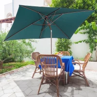 Outsunny 6.5x10ft Rectangle Aluminum Tilt Patio Umbrella Garden Market Parasol Outdoor Sunshade Canopy with Crank(Green)(m-1)