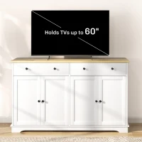 HOMCOM Modern Sideboard, Buffet Cabinet with Storage Drawers, Adjustable Shelves for Living Room, Dining Room, Entryway, White(m-6)
