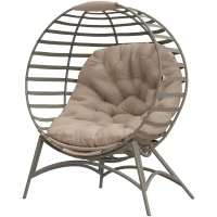 Outsunny Egg Chair, Patio Lounge Chair, Foldable Basket Chair with Large Seat Cushion, Side Pocket, Sand(m-2)