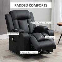 HOMCOM Power Lift Recliner Chair for Elderly, PU Leather Electric Recliner Chair with Footrest, Remote Control, Side Pockets and Cup Holders for Living Room, Black(m-6)