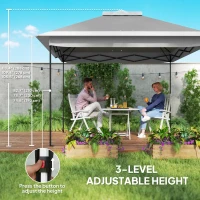 Outsunny 11' x 11' Pop Up Gazebo, Double Roof Foldable Height Adjustable Canopy Tent with Mesh Sidewalls, Carrying Bag, Dark Grey(m-6)
