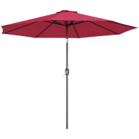 Outsunny 10' x 8' Round Market Umbrella, Patio Umbrella with Crank Handle and Tilt, Outdoor Parasol for Garden, Wine Red(m-11)