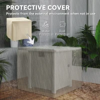 Outsunny 28" 50,000 BTU Gas Fire Pit Table with Cover and Glass Screen, Grey(m-7)