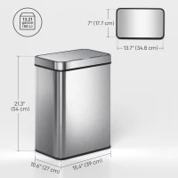 HOMCOM 13.2 Gallon (50 L) Sensor Can, Automatic Garbage Can with Soft-Close Lid, Fingerprint-Proof Stainless Steel, Silver(m-3)