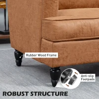 HOMCOM Modern Accent Chair, Leathaire Armchair with Turned Legs and Wide Seat, Comfy Chair for Living Room, Brown(m-5)
