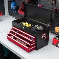 HOMCOM 6 Drawer 24" Portable Tool Box with Top Case, Ball Bearing Slides, Metal Tool Chest for Garage, Household and Warehouse(m-8)