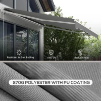 Outsunny 10'x8' Electric Retractable Awning with Remote Controller, Crank Handle, Aluminum Frame for Deck Balcony, Light Grey(m-5)