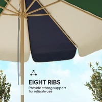 Outsunny 7.4 ft Patio Umbrella with Wood-Effect Frame, Colour-Blocked UPF 30+ Outdoor Market Table Umbrella Parasol, Dark Green(m-6)
