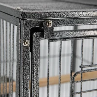 PawHut 18" Heavy Duty Wrought Iron Travel Bird Cage Carrier With Handle Perch And Accessories - Black(m-6)