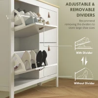 HOMCOM Narrow Shoe Cabinet with 4 Flip Drawers, Adjustable Shelves for Entryway, Holds 12-20 Pairs, White(m-5)