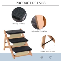 PawHut 2-in-1 Folding Dog Stairs and Ramp, Convertible Dog Ramp for Beds, Sofa, and Cars, Portable Folding Pet Ladder, Up to 110 Pounds(m-7)