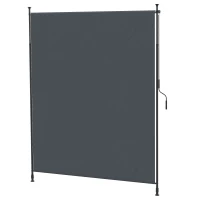 Outsunny 7' x 10' Retractable Patio Awning, Manual Outdoor Privacy Screen with UPF40+ & Water-Resistant Fabric, Grey(m-9)