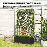 Outsunny Metal Planter Box with Trellis, 44.5" Raised Garden Bed with Trellis Privacy Screen for Climbing Plants(m-5)