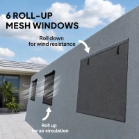 Outsunny 20 x 13 ft Carport, Portable Garage with Roll-Up Door and Windows, PE Canopy, Steel Frame, Dark Grey(m-5)