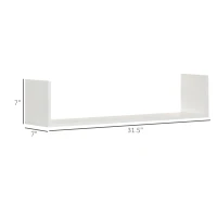 HOMCOM Set of 3 31.5" Wooden U-Shaped Floating Shelves Set Wall Mounted Hanging Bookshelf CD DVD Storage Display for Bedroom Living Room Kitchen, White(m-3)