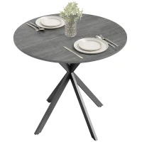 HOMCOM 31.5" Industrial Round Dining Table - Distressed Grey(m-9)