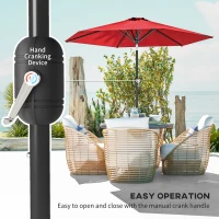 Outsunny Patio Sun Umbrella, Outdoor Parasol with 6 Ribs, Wine Red(m-4)