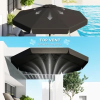 Outsunny 8.5 ft Outdoor Market Table Umbrella, Round Patio Umbrella with Tilt and Crank for Garden, Backyard, Deck, Black(m-6)
