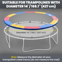 Soozier Trampoline Pad, 14FT Replacement Trampoline Safety Pad Mat Spring Cover, Water-Resistant, UV-Resistant, Tear-Resistant, No Holes for Pole, Colorful(m-5)