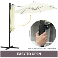 Outsunny 8.5FT Offset Patio Umbrella with 360° Rotation, Outdoor Cantilever Roma Parasol Hanging Sun Shade Canopy Shelter with Cross Base, Beige(m-4)