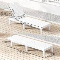 Outsunny Outdoor Lounge Chair Set of 2, Waterproof Resin Lounge Chairs with 4-Position Adjustable Backrest for Backyard, White(m-3)