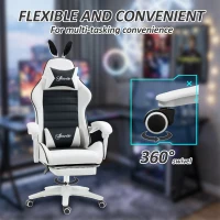 HOMCOM Cute Racing Gamer Chair, PU Leather Gaming Chair with Footrest, Headrest and Lumbar Support, Black(m-7)