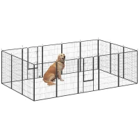 PawHut Heavy Duty Pet Playpen, 16 Panels Steel Dog Fence Puppy Exercise Pen with 2 Doors Locking Latch, 47" Height(m-9)