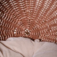 PawHut Elevated Cat Bed with Rotatable Egg Chair Pod, Cat Basket Bed with Thick Cushion, Natural Mat Grass Woven Kitty House, Brown(m-9)
