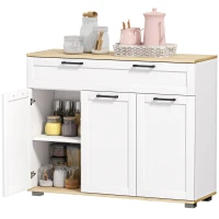 HOMCOM Sideboard Buffet Cabinet, Modern 40" Coffee Bar Cabinet with Wide Drawer, 3 Doors and 2 Adjustable Shelves, White(m-2)