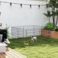 PawHut 8 Panels Foldable Dog Playpen with Bottom Pad & Top Cover, 24" High(m-8)