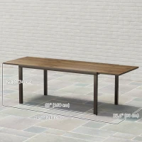 Outsunny 63"-94.5" Extendable Patio Dining Table for 6-8 Person, Outdoor Dining Table with Aluminium Edging, Steel Frame, Brown(m-3)