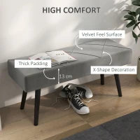 HOMCOM 39 Inches Upholstered Bedroom Bench, Modern End of Bed Bench with Steel Legs, Grey(m-4)