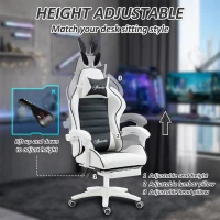 HOMCOM Cute Racing Gamer Chair, PU Leather Gaming Chair with Footrest, Headrest and Lumbar Support, Black(m-5)