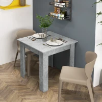 HOMCOM Square Dining Table, Modern Dining Room Table with Faux Cement Effect, Space Saving Small Kitchen Table, Cement Grey(m-8)