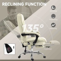 Vinsetto Massage Office Chair, Reclining Computer Chair with Adjustable Height and Footrest, Beige(m-6)