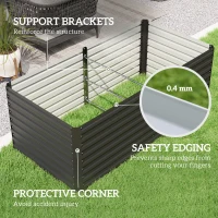 Outsunny Galvanized Raised Garden Bed, Outdoor Planter Box for Vegetables, Flowers, Herbs, 5' x 3' x 2', Dark Grey(m-7)
