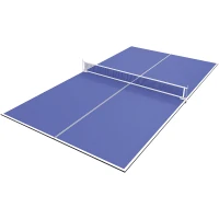 Soozier 9 ft Folding Ping Pong Table Top for Pool Tables, Table Tennis Conversion Top with Net, Foam Padding, Blue(m-2)