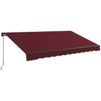 Outsunny 12' x 10' Retractable Awning, 280gsm UV Resistant Sunshade Shelter, for Deck, Balcony, Yard, Wine Red(m-9)