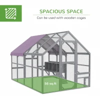 PawHut 9.2' x 6.1' Large Chicken Coop with Nesting Box, Water-Resistant and Anti-UV Cover for 8-12 Chickens, Gray(m-4)