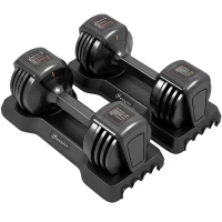 Soozier 5-25 lbs Adjustable Dumbbell Set of 2, 5-in-1 Dumbbell Weights with Quick-Dial System, Non-Slip Grip, Storage Tray(m-2)