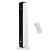 HOMCOM Ceramic Tower Heater, Oscillating Space Heater with Remote Control, Timer, Tip-Over & Overheat Protect, 750W/1500W(m-11)