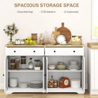 HOMCOM Modern Sideboard, Buffet Cabinet with Storage Drawers, Adjustable Shelves for Living Room, Dining Room, Entryway, White(m-4)