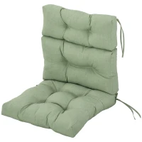 Outsunny Outdoor Patio Chair Seat/Back Chair Cushion Replacement, Tufted Pillow with Thick Filling and String Ties, Light Green(m-2)