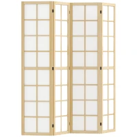 HOMCOM 4 Panel Room Divider, 5.6 ft Folding Wall Divider Room Partition for Home Office, Bedroom, Living Room(m-9)